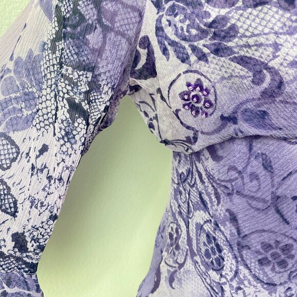 Vintage Y2K Purple Silk Blouse PL Layered Lightweight Boho Fairy Whimsy Goth - Picture 6 of 13